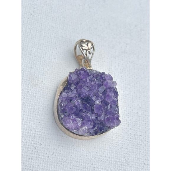 Vintage Amethyst Pendant Sterling Silver - Picture 2 of 3